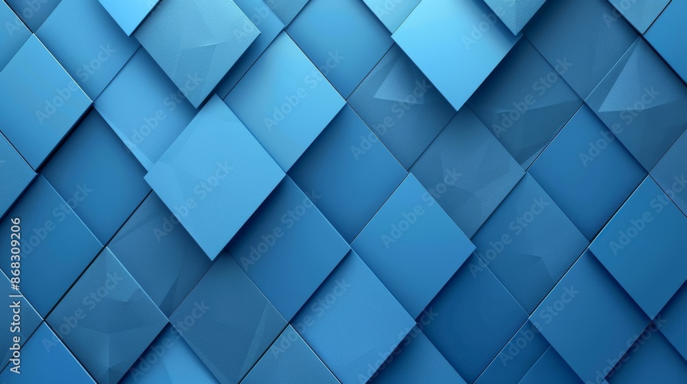 abstract blue background made of cubes, 3d illustration, horizontal abstract blue background made of cubes, 3d illustration, horizontal