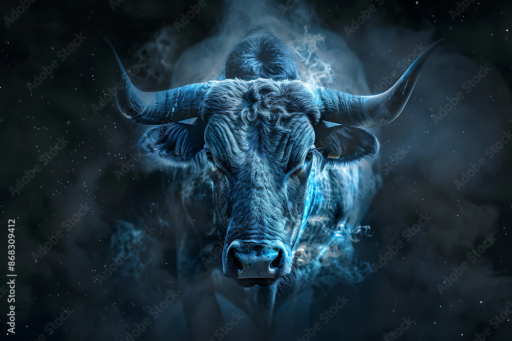 Naklejka premium Stunning image of Taurus zodiac sign, featuring its symbolic bull and earthy elements in rich, vibrant colors.