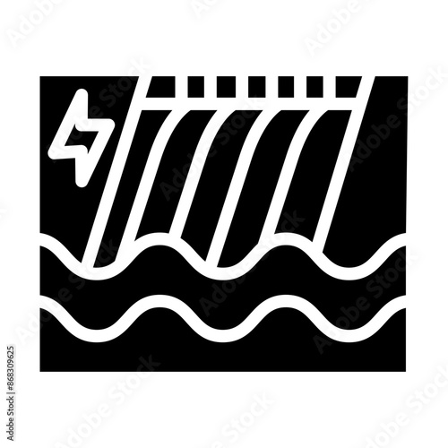 Hydropower Dam Vector Glyph Icon Design