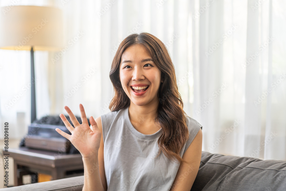 Portrait of smiling beautiful pretty asian woman clean fresh healthy white skin posing smile in pajamas white clothes, skincare, lady, model, cosmetic, fashion.Girl relax, enjoy at home.asia beauty Portrait of smiling beautiful pretty asian woman clean fresh healthy white skin posing smile in pajamas white clothes, skincare, lady, model, cosmetic, fashion.Girl relax, enjoy at home.asia beauty
