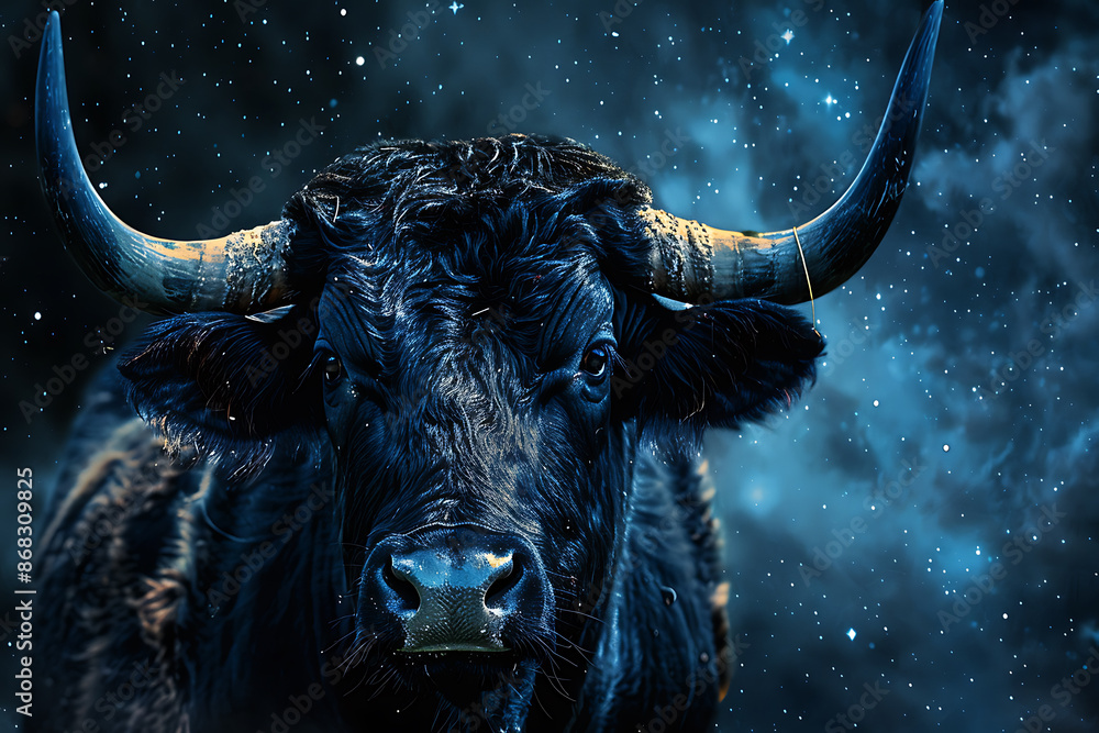 Naklejka premium Stunning image of Taurus zodiac sign, featuring its symbolic bull and earthy elements in rich, vibrant colors.