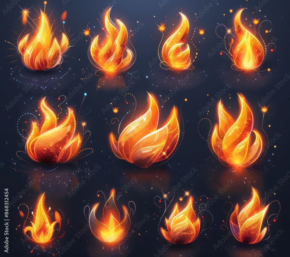 Collection of Fire Icon Illustrations