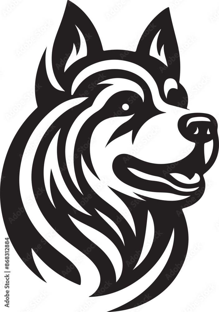 Obraz premium dog head animal silhouette like the logo vector black color white background 