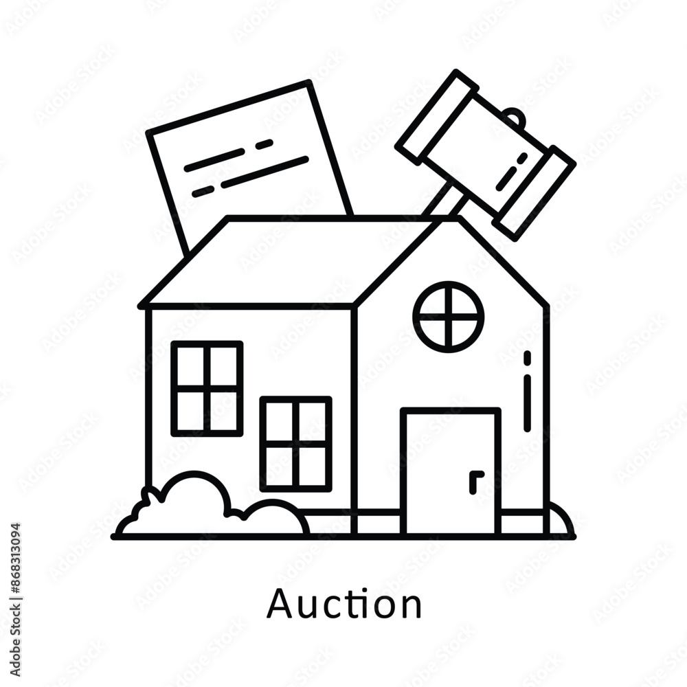 Auction vector outline icon style illustration. Symbol on White background EPS 10 File Auction vector outline icon style illustration. Symbol on White background EPS 10 File