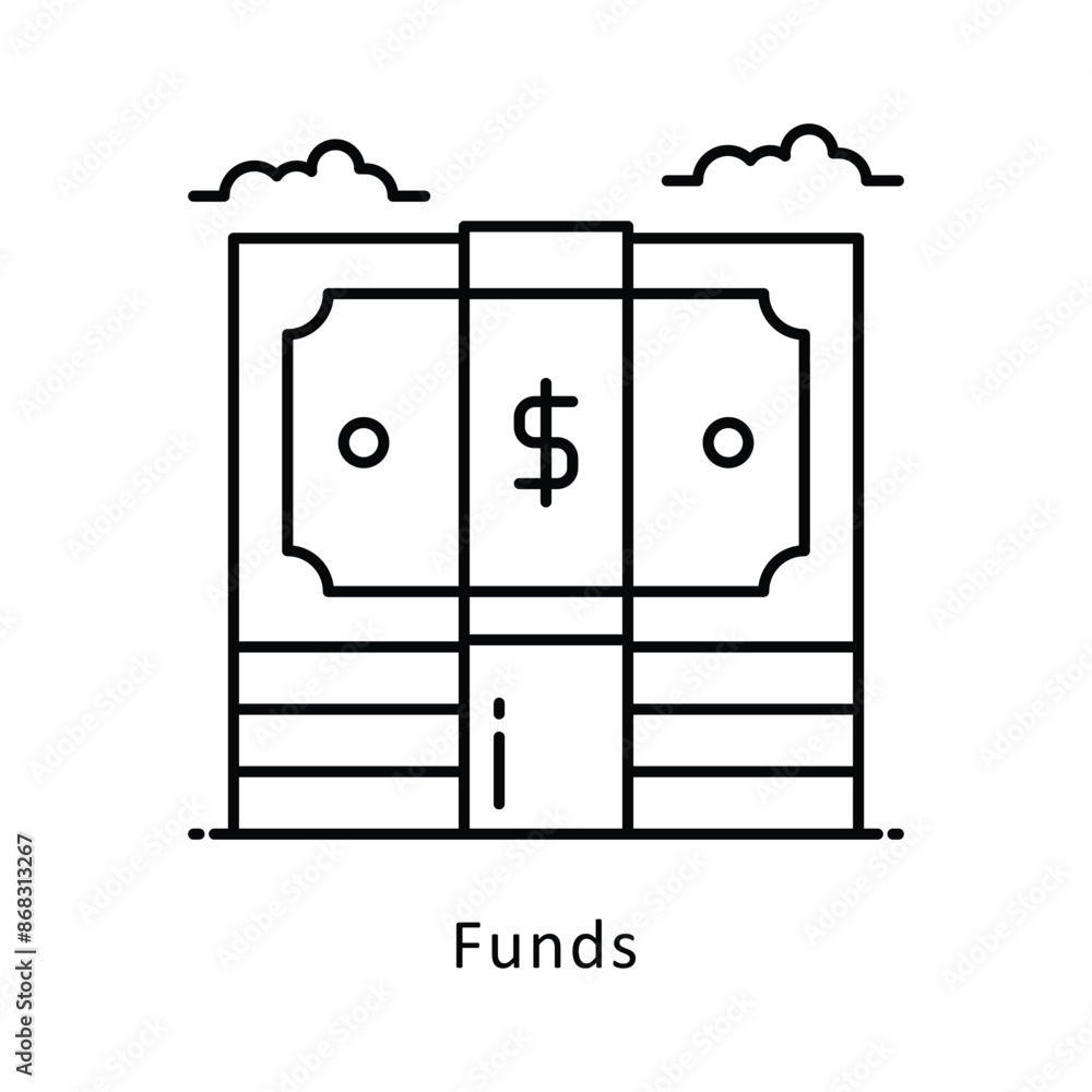 Funds vector outline icon style illustration. Symbol on White background EPS 10 File Funds vector outline icon style illustration. Symbol on White background EPS 10 File