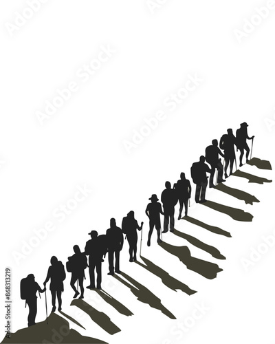 Wallpaper Mural hiking mans silhouettes white background Torontodigital.ca