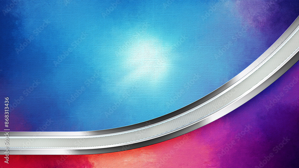 Abstract red, purple and blue background, canvas textured with jewelry curved silver border Abstract red, purple and blue background, canvas textured with jewelry curved silver border