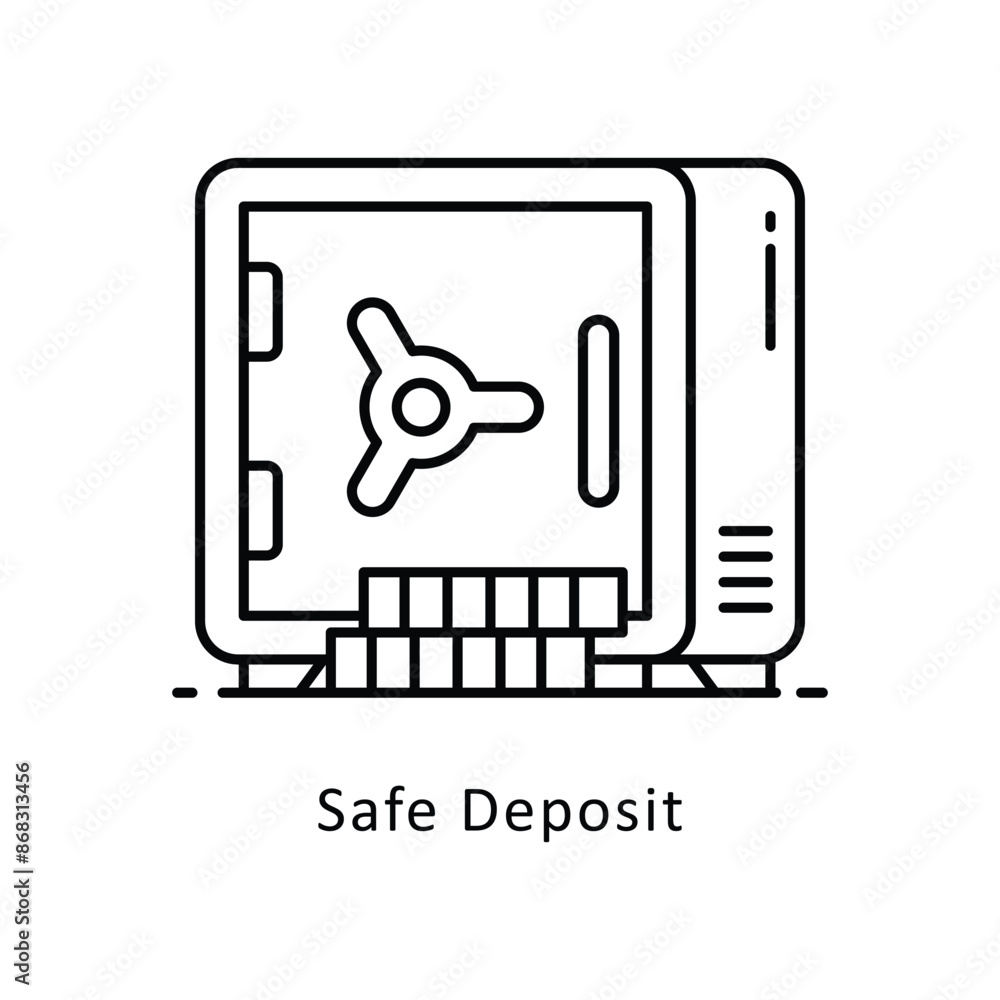 Safe Deposit vector outline icon style illustration. Symbol on White background EPS 10 File Safe Deposit vector outline icon style illustration. Symbol on White background EPS 10 File