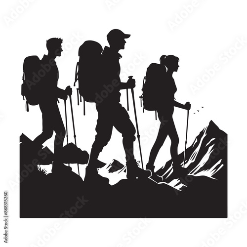 Hiker Silhouette, Mountain Climber Adventure Silhouette
