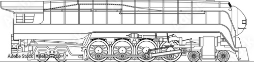Sketch illustration silhouette vector drawing detail design of old classic vintage ethnic super fast turbo train 