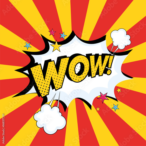 Dynamic Retro Pop Art Comic Speech Bubble with Wow! Expression