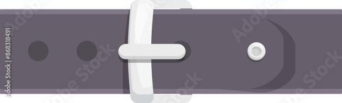 Grey leather belt fastening with metal buckle