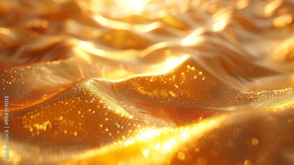 A Close up of Gold Glittering Water on the Surface of a Body of Water - Generative AI A Close up of Gold Glittering Water on the Surface of a Body of Water - Generative AI