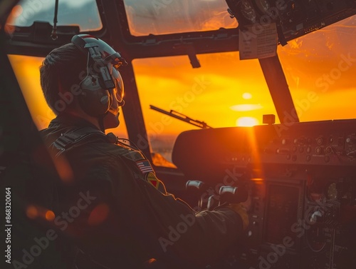 Israel Air Force pilot performing pre-flight cockpit checks. photo