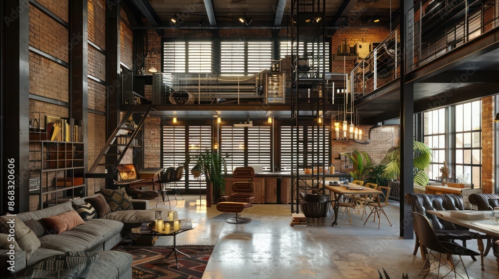 converted warehouse loft with industrial steel Bahama shutters, adding an edge to the urban living space converted warehouse loft with industrial steel Bahama shutters, adding an edge to the urban living space