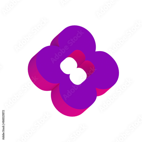 3d purple pop art abstract flat icon