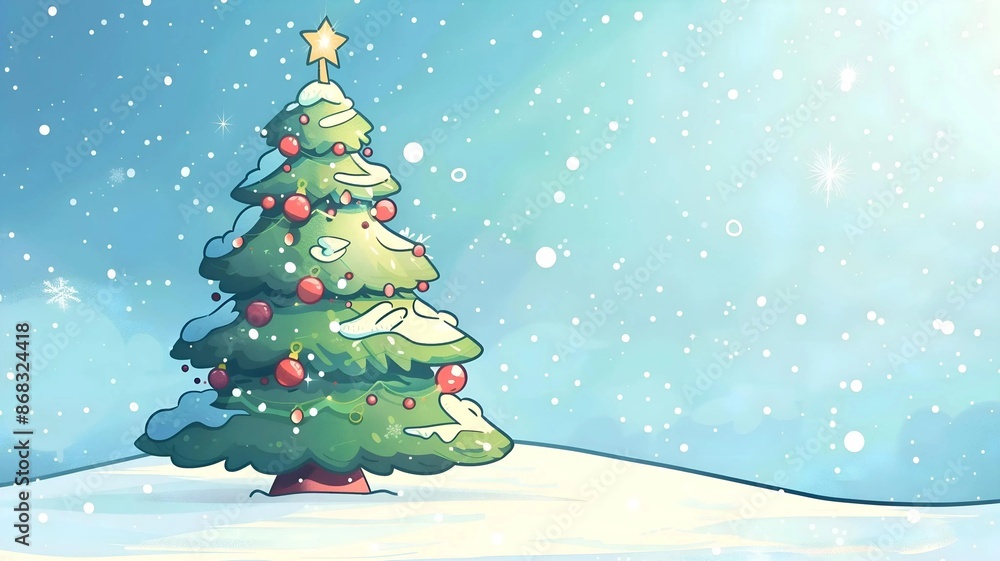 Obraz premium Cheerful Holiday Card with Christmas Tree