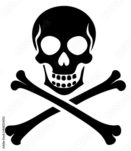 Black silhouette skull Vector illustration isolated on white background