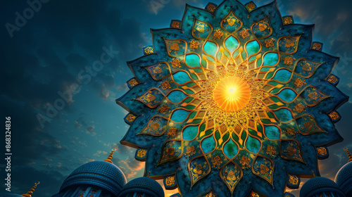 Blue and Gold Islamic Geometric Design