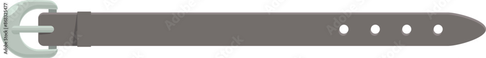 Simple grey leather belt is shown fastened with its metal buckle in the first hole Simple grey leather belt is shown fastened with its metal buckle in the first hole