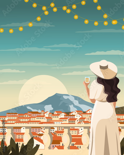 Italy travel poster, banner, postcard