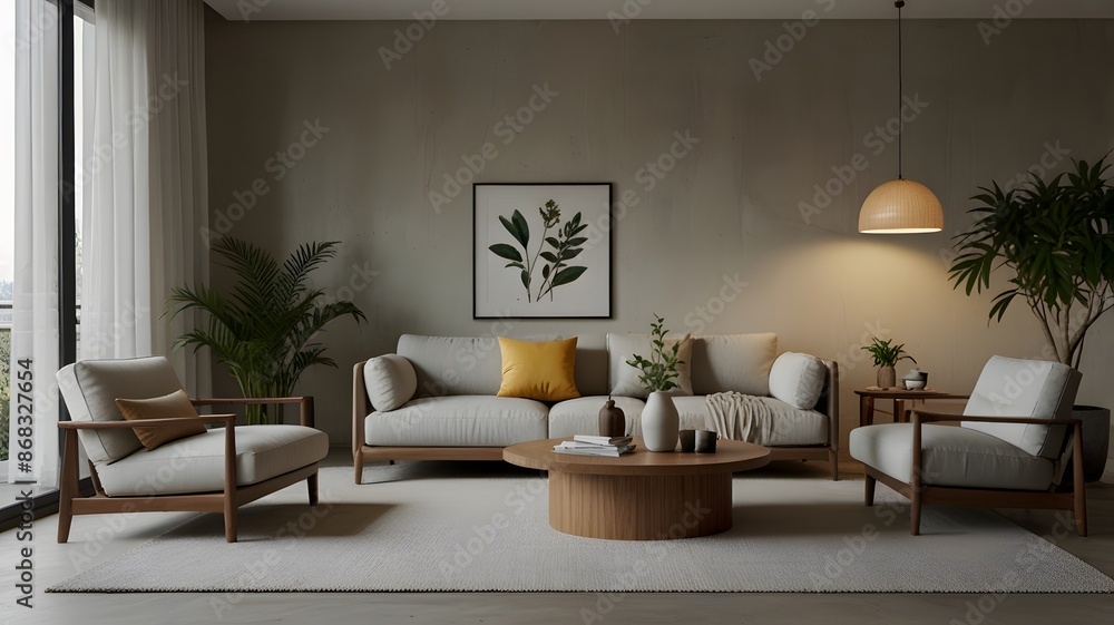 modern living room with fireplace, ai generated modern living room with fireplace, ai generated