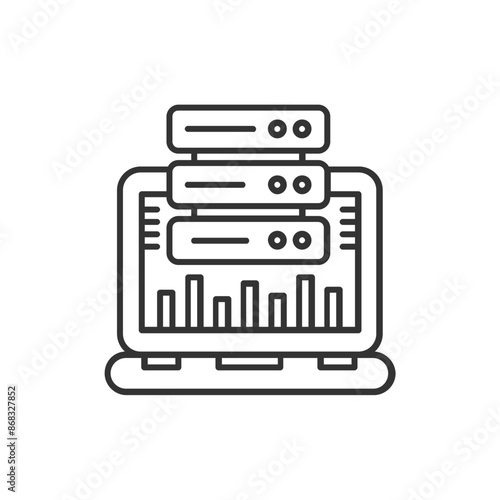 Web Hosting Collection 
outline web icon. Web hosting, servers, CDN, VPN, domains, FTP, internet, backup, SSL, databases and firewalls, and more. Vector illustration
