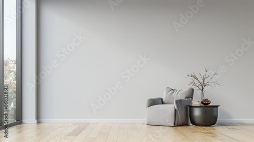 Wallpaper Mural Minimalist interiors with minimal furniture in neutral colors with natural lighting and copy space. Extreme minimalist residential realty conceptual image. Torontodigital.ca