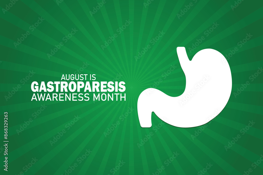 August Is Gastroparesis Awareness Month Vector illustration. Holiday concept. Template for background, banner, card, poster with text inscription. August Is Gastroparesis Awareness Month Vector illustration. Holiday concept. Template for background, banner, card, poster with text inscription.