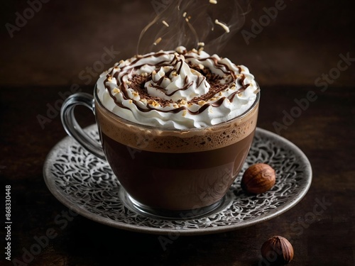 Elegance in Every Sip. A Frosted Hazelnut Mocha Masterpiece photo