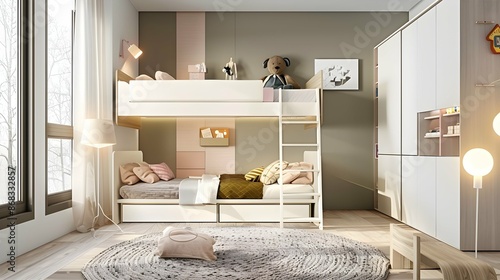 bunk bed solution for a small kids room © Pascal