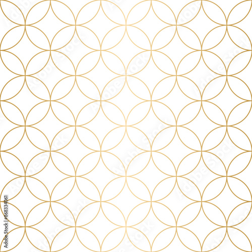 Geometric abstract pattern with circles in gold