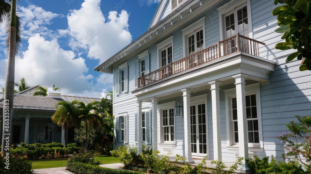 Fototapeta premium heritage home with historically accurate Bahama shutters, preserving the architectural integrity while adding modern functionality
