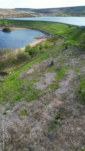 Wallpaper Mural Aerial view of Redmires Reservoirs and Countryside on Hills at Sheffield, England United Kingdom. April 30th, 2024 Torontodigital.ca