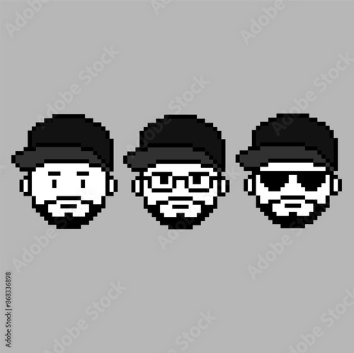 Male pixel art character logo icon vector