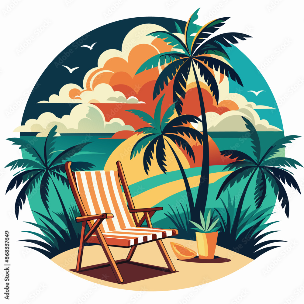 Obraz premium vector illustration., Vintage Tropical Graphic t- shirt design.