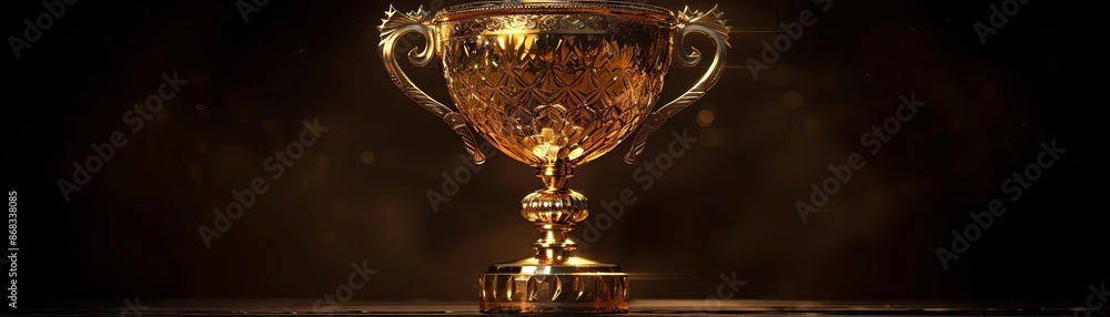 Golden trophy on a black background, high contrast, detailed, realistic illustration Golden trophy on a black background, high contrast, detailed, realistic illustration