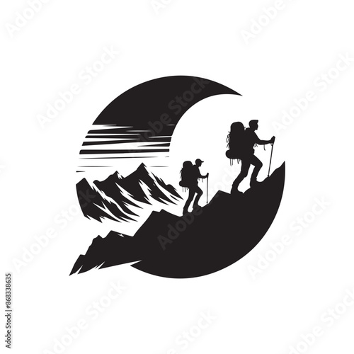 Hiker Silhouette, Mountain Climber Adventure Silhouette