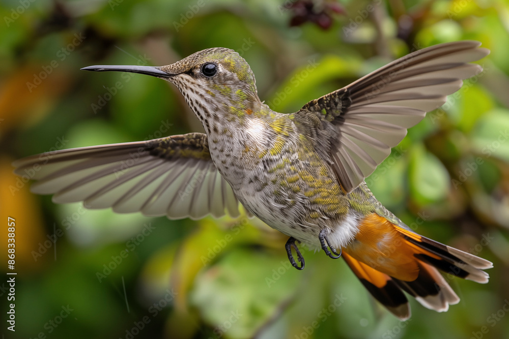 Fototapeta premium Hummingbird in the wild. Beautiful extreme close-up. Chilli.