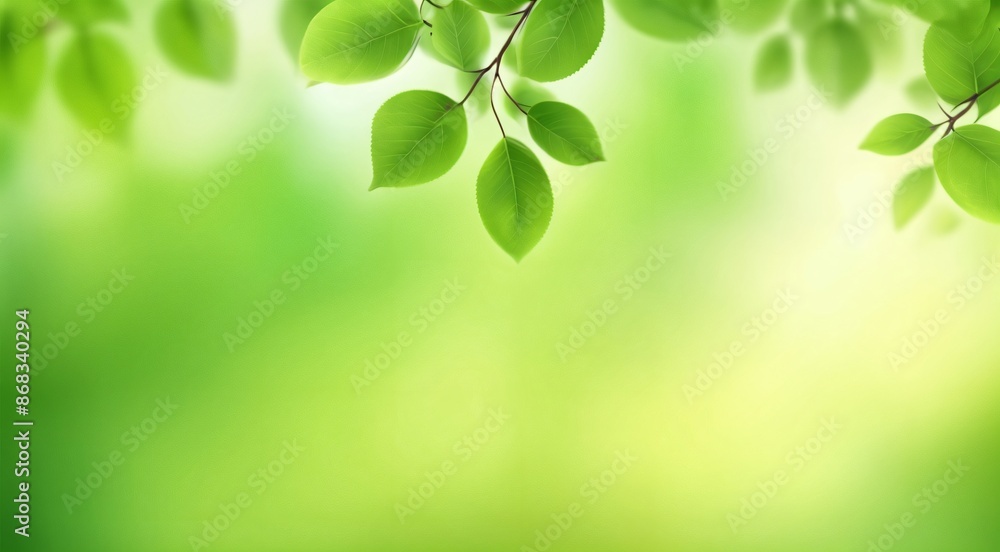Green leaves creating a natural frame on a blurred background Green leaves creating a natural frame on a blurred background