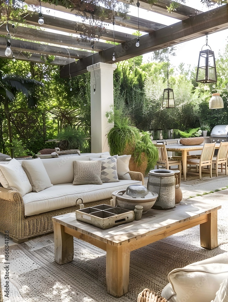 Fototapeta premium patio furniture covers protecting outside chairs and tables