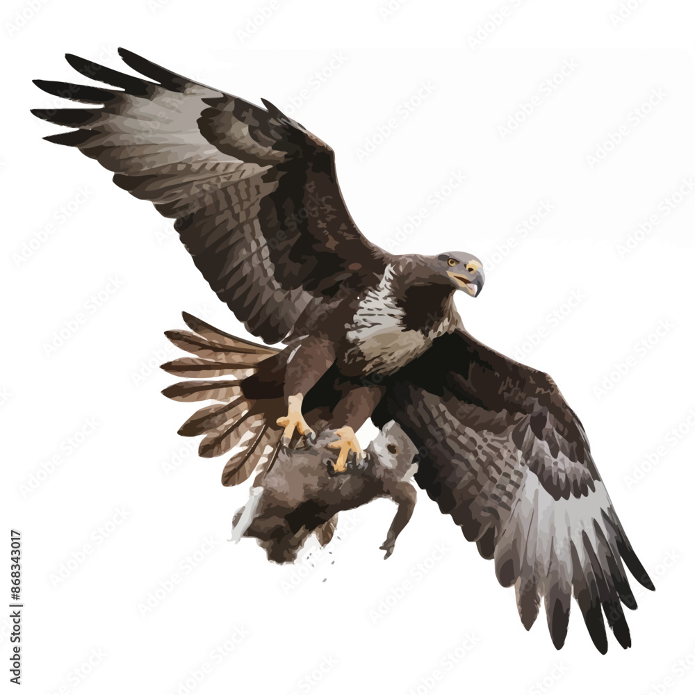 Obraz premium Harpy Eagle Flying catching a pray with white background