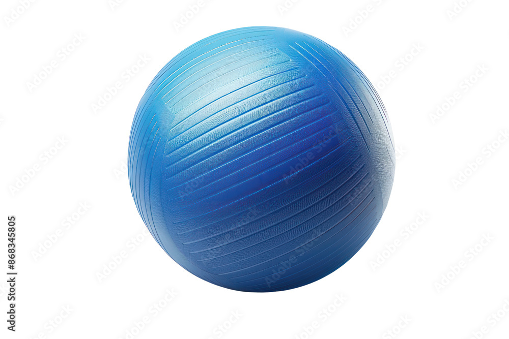 A blue exercise ball isolated on a white background, perfect for workout routines, fitness exercises, and physical therapy sessions.