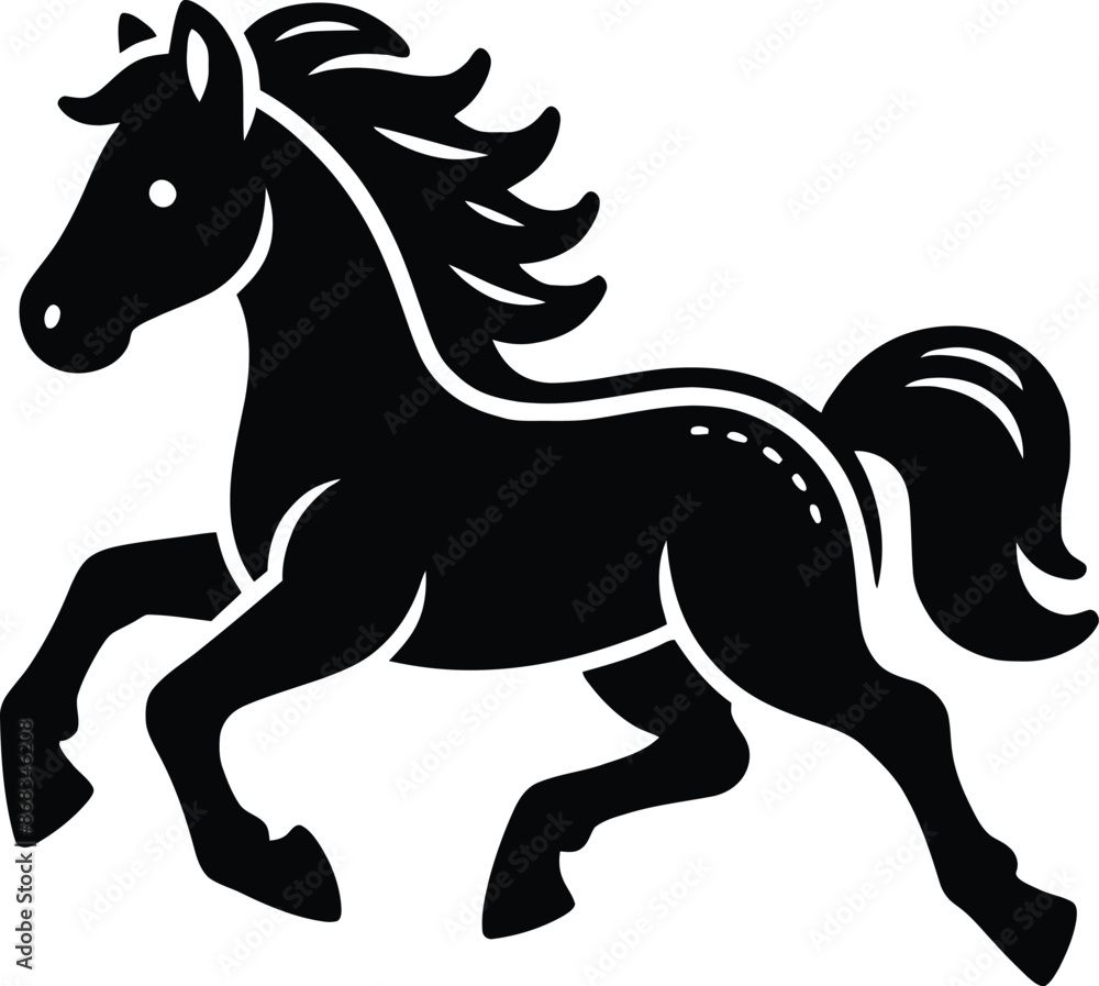 Obraz premium Beautiful Black And White Horse Silhouette