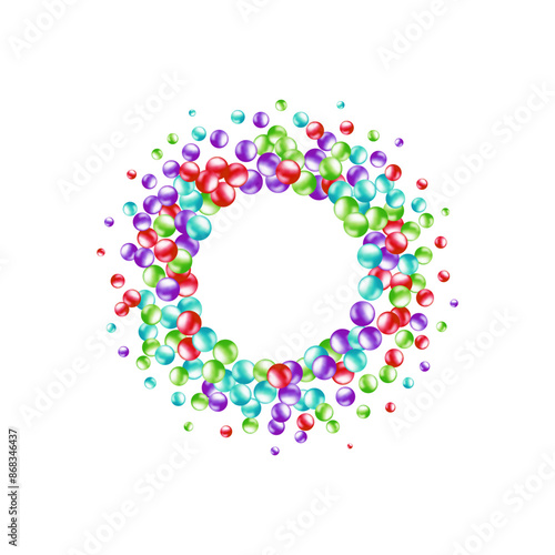 Colorful balls background. Vector background made with gradient meshes. Background design for banner, poster, flyer, card, postcard, cover, brochure. Red balls.  © Serhii