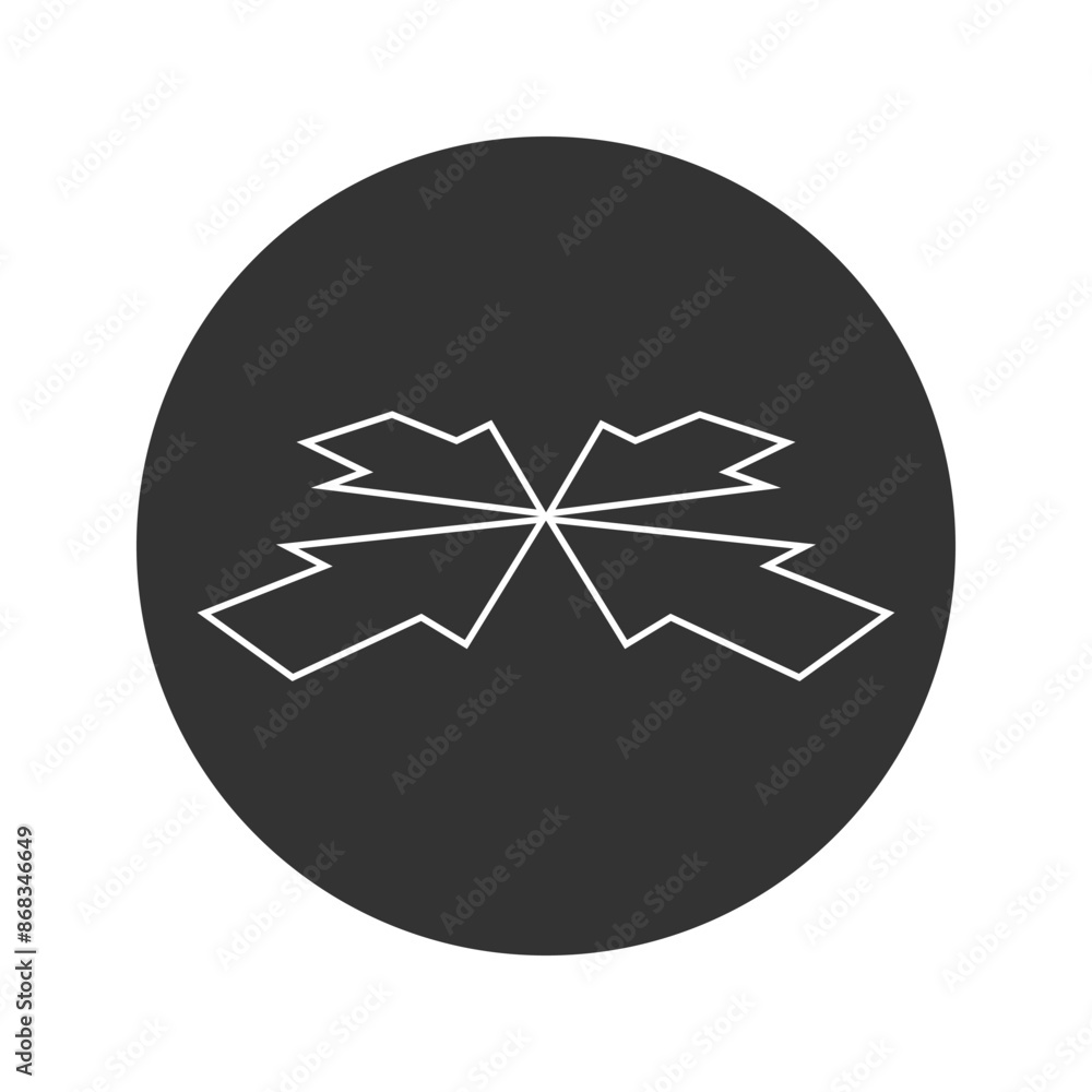 Four arrows facing each other in perspective, vector line icon Four arrows facing each other in perspective, vector line icon