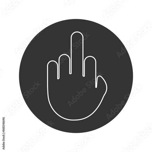 Fuck You Hand Gesture. Flat Vector line Icon illustration. Simple black symbol on white background. Fuck You Hand Gesture sign design template