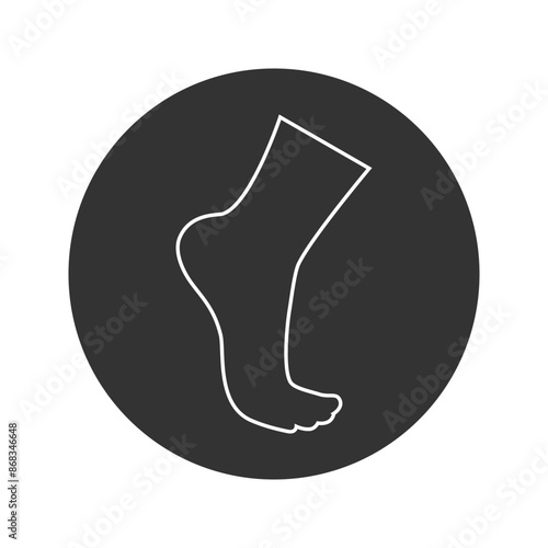 Foot on toes or podiatry flat style vector line icon