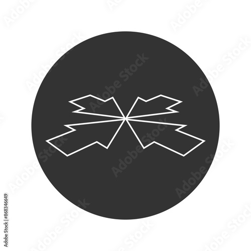 Four arrows facing each other in perspective, vector line icon