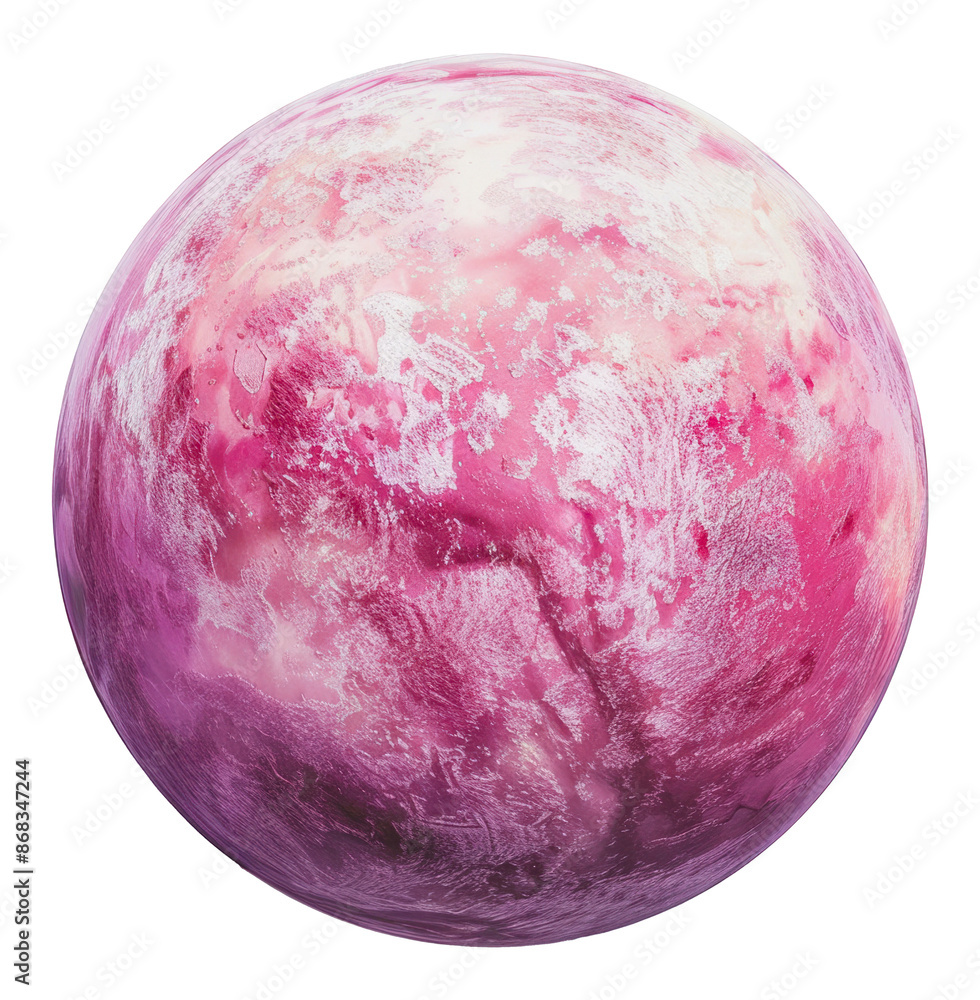 Fototapeta premium Pink planet rendered, cut out - stock png.
